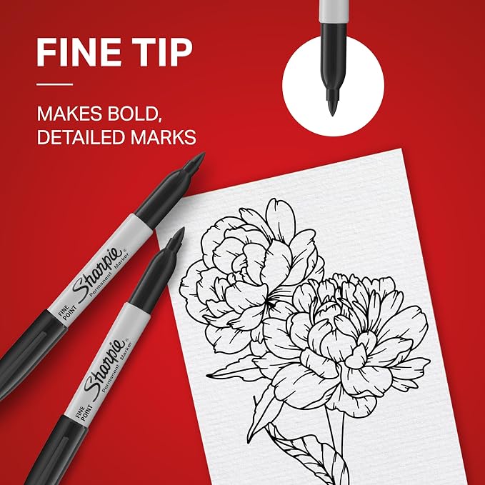 Sharpie Permanent Markers, Fine Tip, & Home, Quick Drying, Fade Resistant - Image 7