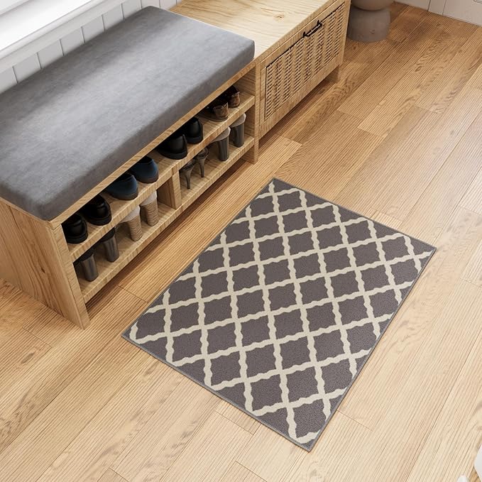 Ottomanson Rugs for Entryway 2'3" x 3' Non Slip Trellis Small Area Rugs Durable by Ottomanson