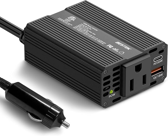 BESTEK 150W Car Power Inverter, DC 12V to 110V AC Converter PD 30W QC 3.0 18W by BESTEK