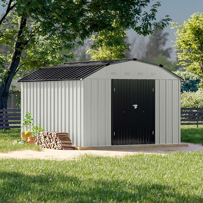 Patiowell 10 X 12 FT Barn Style Metal Storage Shed by Patiowell