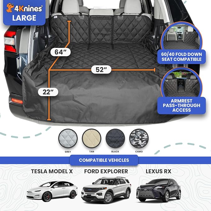 4Knines SUV Cargo Liner for Dogs, Trunk Mat for SUV, Durable Cargo Cover - Image 3
