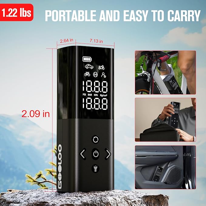 GOOLOO AP150 Tire Inflator Portable Air Compressor, 2X Faster 150PSI Cordless - Image 8