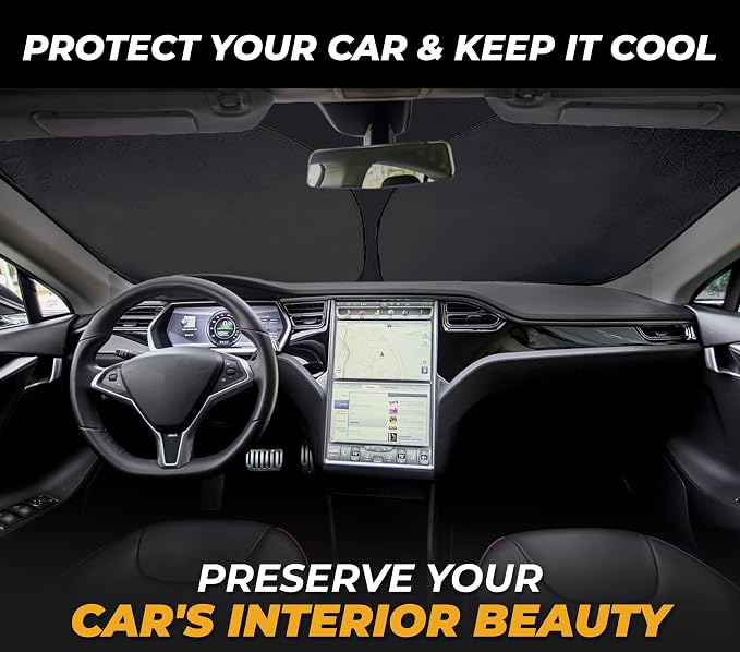 Tesla Windshield Sun Shade for Model – XX-Large 56" x 36", Foldable Front - Image 2