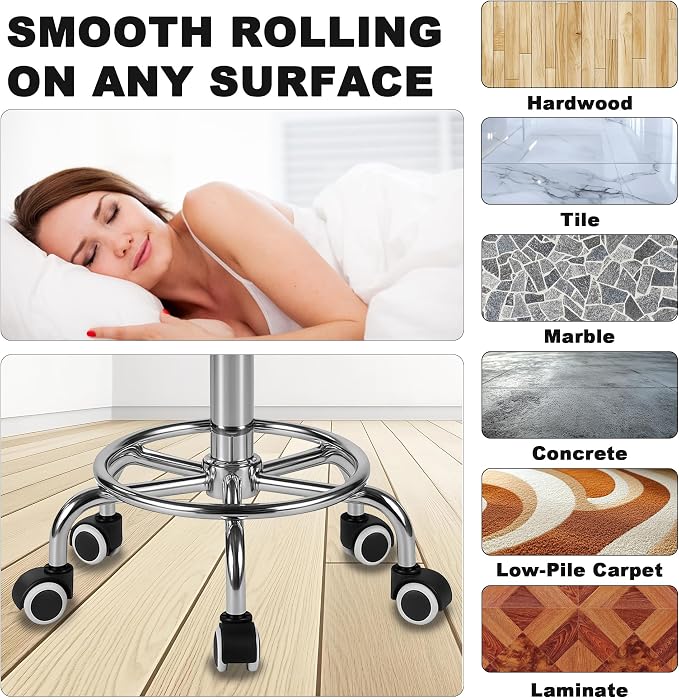 Rolling Stool, Stainless Steel Workbench, Adjustable Swivel Stool Medical 5 - Image 7