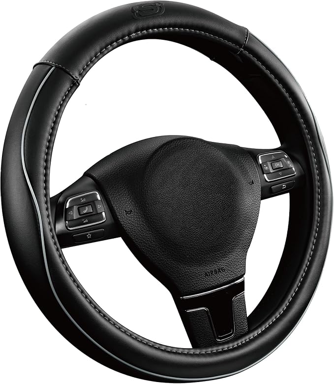Skechers Memory Foam Steering Wheel Cover, Piping Microfiber Leather Steering by Skechers