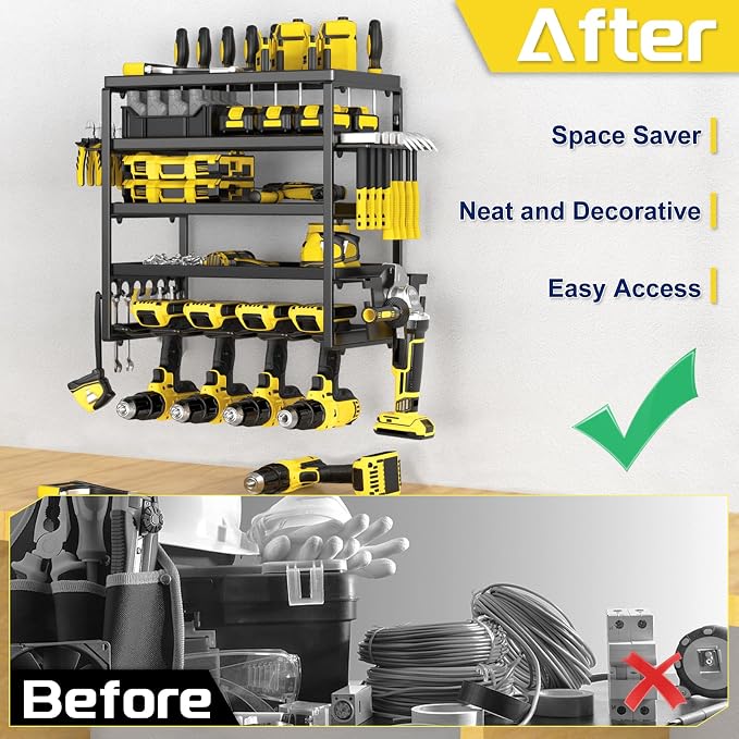 Power Tool Organizer, 5 Layer Drill Holders Wall Mount, Heavy Duty Metal - Image 5