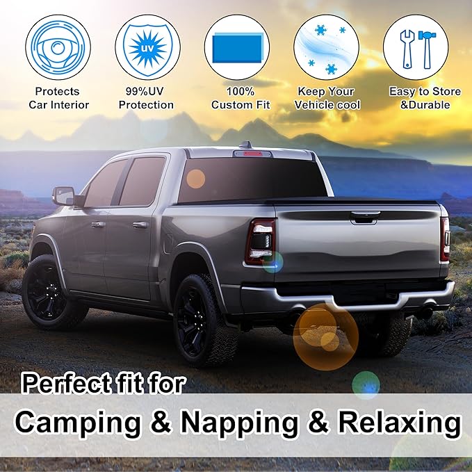 TINGLU Window Shades for Dodge RAM 1500 2019-2025 CrewCab, MegaCab Pickup - Image 6