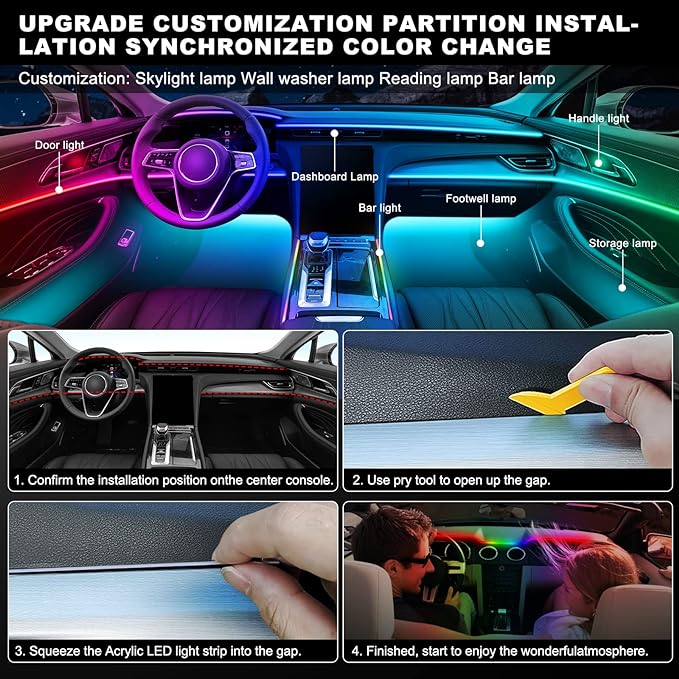 Dreamcolor Acrylic Interior Car LED Strip Light - Image 7