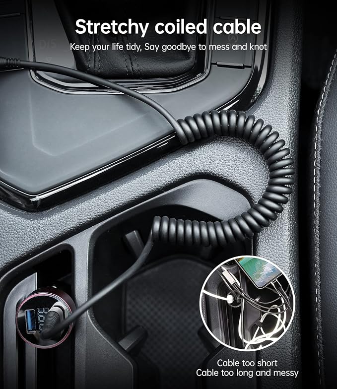 USB Type C Coiled Cable Fast Charging, Short USB A to USB C Charge Cable - Image 5