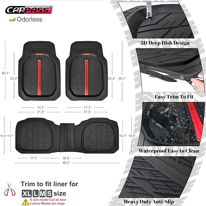 CAR PASS Tire Tread DeepDish Rubber Floor Mats - Image 2