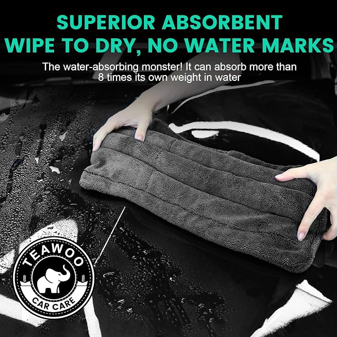 2 Pack Double-Sided Car Care Extra-Large, Ultra-Absorbant Microfiber Drying - Image 5