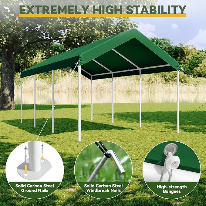 Aoxun 10x20 ft Heavy Duty Carport - Image 6