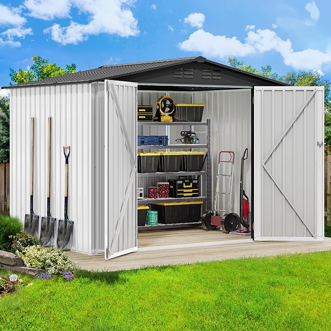 DWVO 8x6ft Metal Outdoor Storage Shed, Waterproof Tool Shed Heavy-Duty Storage - Image 2