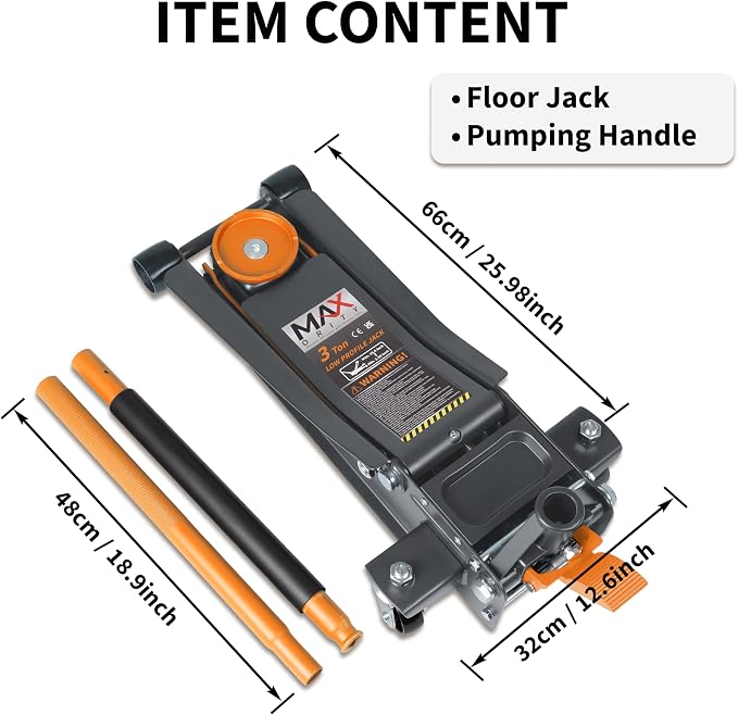 3-Ton Low-Profile Dual Pistons Heavy-Duty Steel Racing Floor Jack - Image 8
