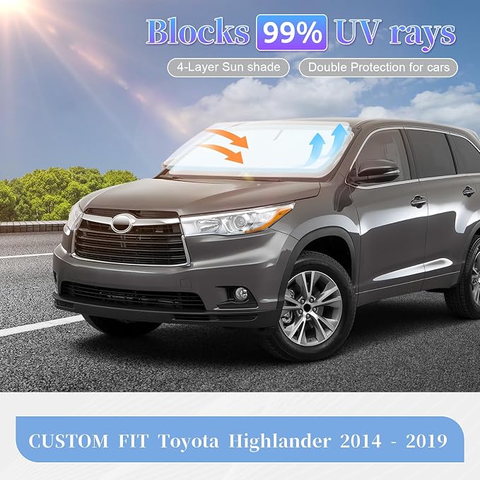 Compatible with Toyota Highlander 2014-2019 Sun Shade Sunshade Windshield Cover - Image 2