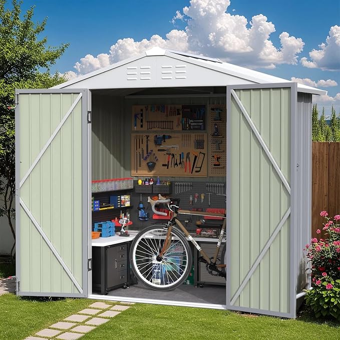 Greesum 6×4FT Outdoor Storage Shed, Metal Patio Storaged Sheds by BuynowfromGreesum