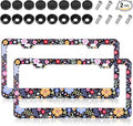 Flower License Plate Frame 2 Pcs Personalized Colorful Floral License Plate by Yolev