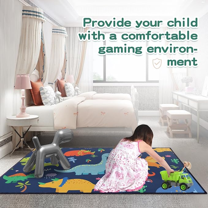 Cute Cartoon Dinosaur Rug for Boys Bedroom 59"x39" Bedroom Playroom Decor for - Image 4