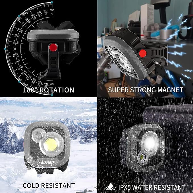LED Rechargeable Magnetic Work Light SUNREI Mechanic Light Power Bank 180° - Image 4