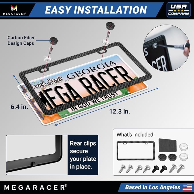 Premium Slim Carbon Fiber Design License Plate Frame – 1 Pack, Rust-Free - Image 6