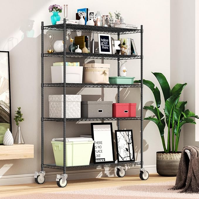 Wire Shelving with Wheels, 3000 Lbs Storage Shelves Heavy Duty, - Image 2