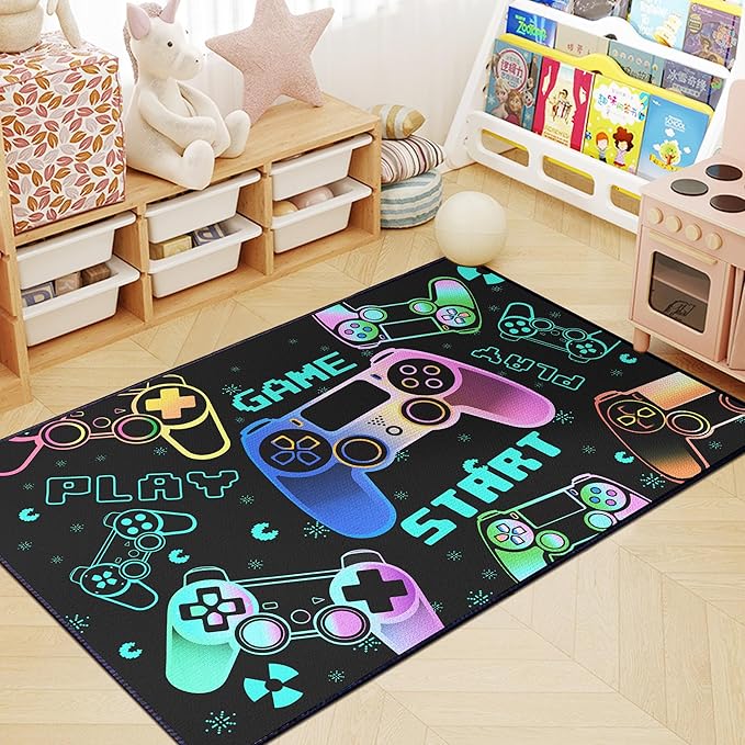 Play Gaming Rug for Bedroom Gamer Mat Gamepad for Boys Room 3x4 for Playroom - Image 7