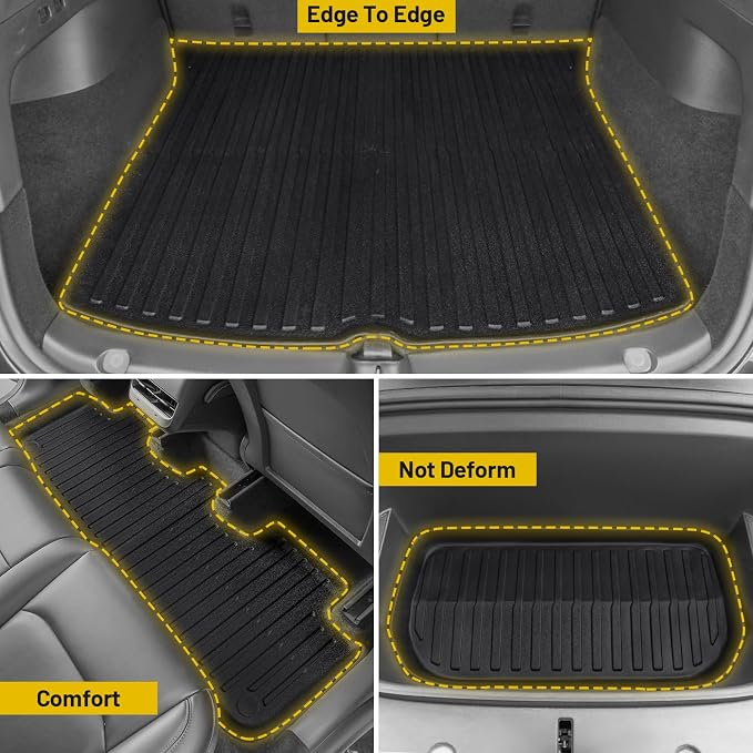 Floor Mats for 2021-2025 Tesla Model Y Custom Fit All Weather TPE Trunk Mats - Image 7