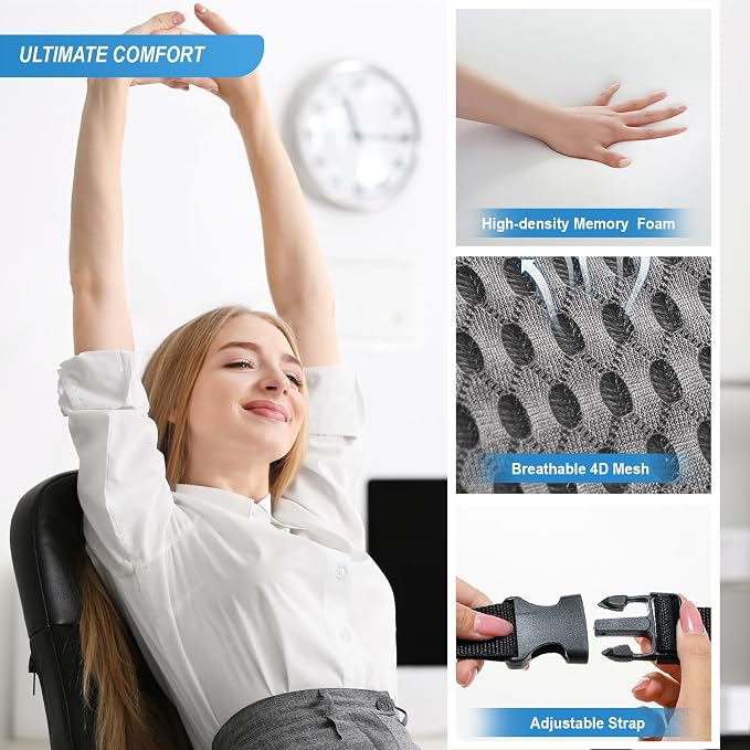 Lumbar Support Pillow for Car, Memory Foam Lumbar Pillow for Lower Back Pain - Image 4