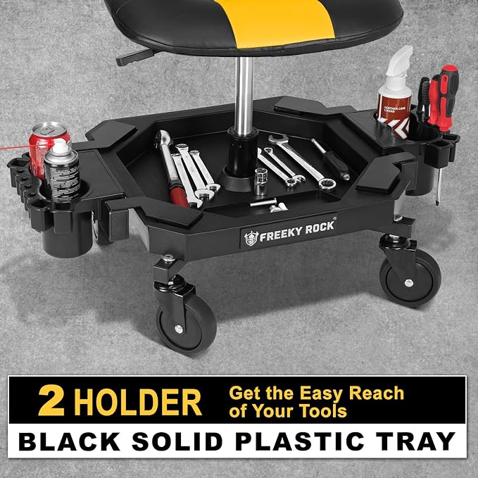 Rolling Stool with Wheels, Adjustable Height Pneumatic Garage Work Mechanic - Image 5