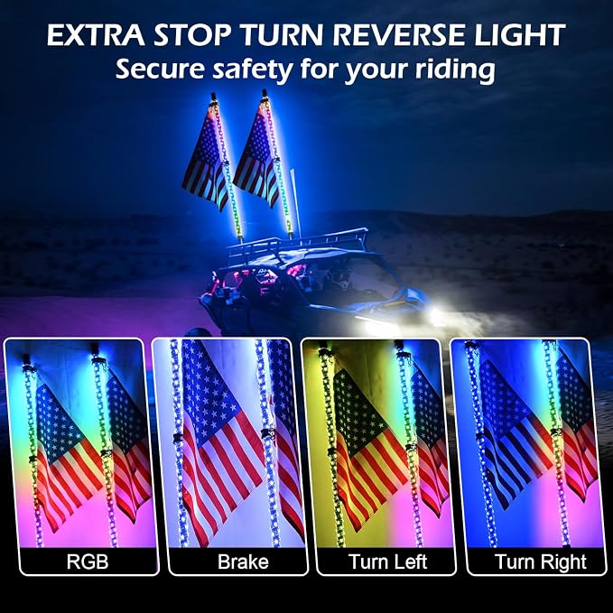 2PCS 3FT RGB LED Whip Light - Image 4