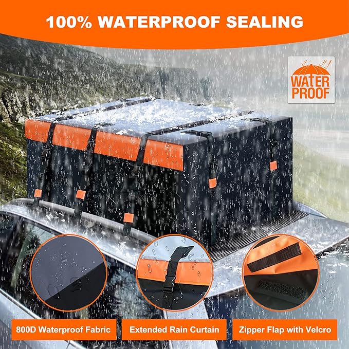 MeeFar Rooftop Cargo Carrier Car Roof Bag 21 Cubic Feet 100% Waterproof Car Top - Image 6