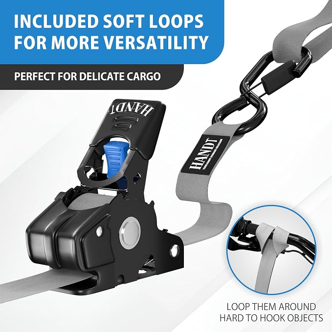 HandT USA Based Retractable Ratchet Straps 1in x 6ft - Image 5