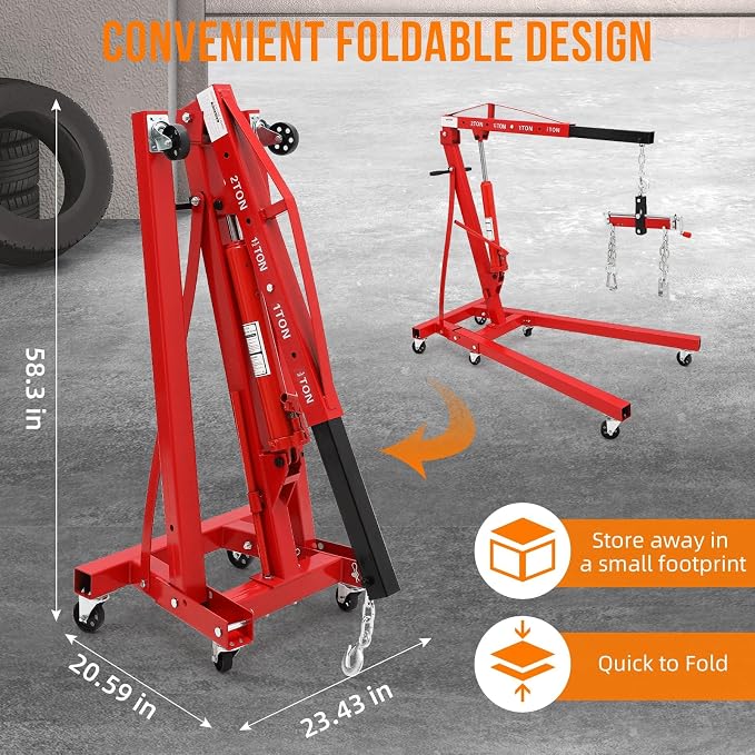 2 Ton Engine Hoist, Folding Cherry Picker Engine Hoist - Image 4