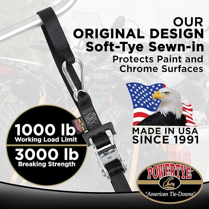 PowerTye 1.5in x 6.5ft Heavy Duty Ratchet Tie-Down Straps - Image 2