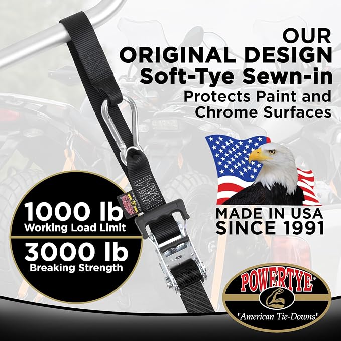 PowerTye 1.5in x 6.5ft Heavy Duty Ratchet Tie-Down Straps - Image 2
