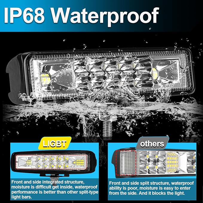 LIGBT 2PCS LED Light Bar 5.7 Inch Slim 60W Led Driving Lights Waterproof - Image 3