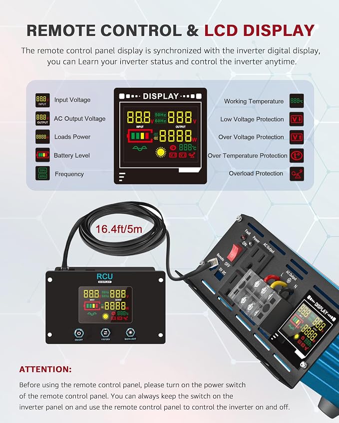 3000 Watt Inverter Pure Sine Wave DC 12V to 110V AC Power Inverters - Image 4