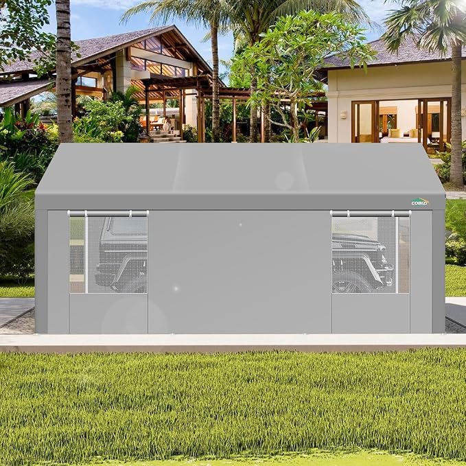 COBIZI Carport 10x20ft Heavy Duty Portable Garage, 2.0 Powder Coated Frame - Image 8