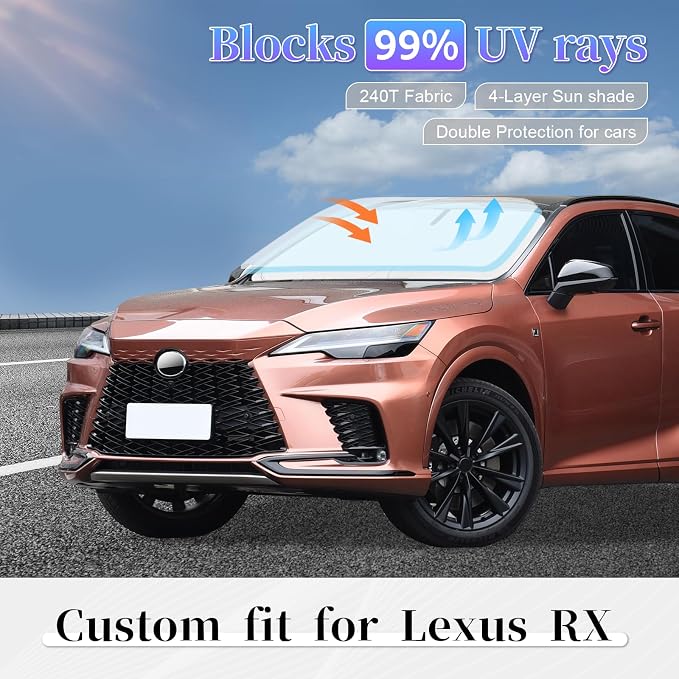 Sun Shade Sunshade for Lexus RX 2023-2025 2026 Windshield Cover, 4-Layer Front - Image 2