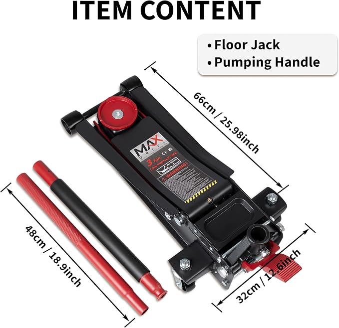 3-Ton Low-Profile Dual Pistons Heavy-Duty Steel Racing Floor Jack - Image 8