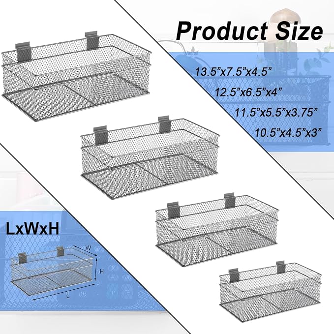 Barydat 4 Pcs Slatwall Basket Set Ventilated Metal Slatwall Basket Hanging Wire - Image 3