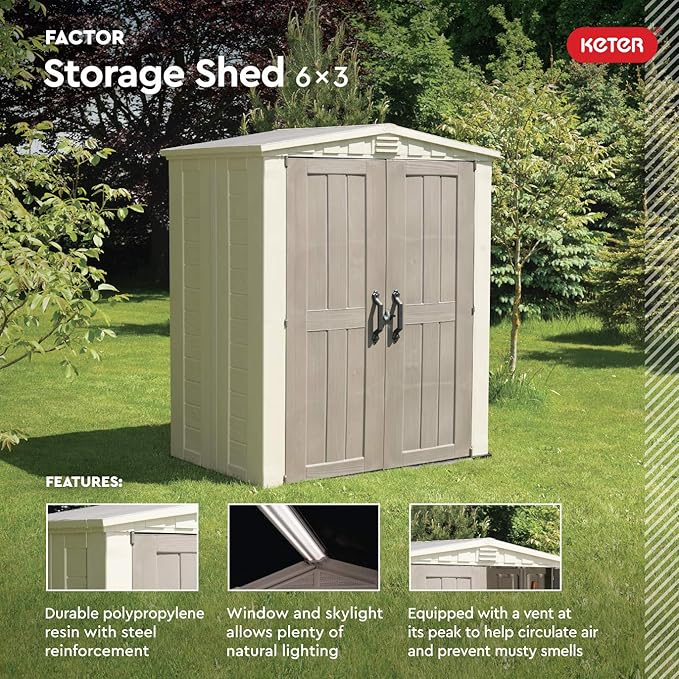 Keter Factor 6x3 Outdoor Storage Shed Kit-Perfect to Store Patio Furniture - Image 3