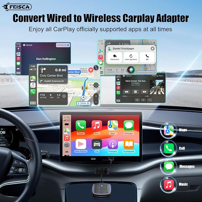 Wireless CarPlay Adapter for iPhone, Convert Wired to Apple Car Play Wireless - Image 2