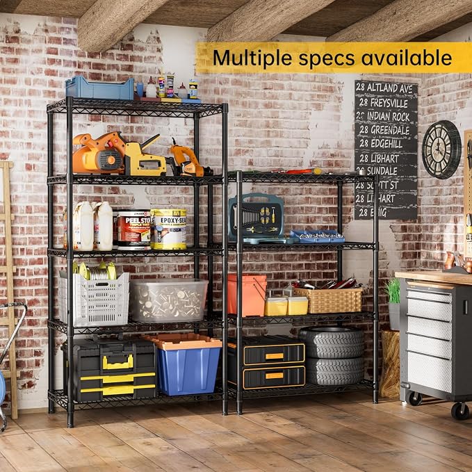 SINGAYE 5 Garage Heavy Duty Shelving Unit Kitchen Pantry Close Home Organizers - Image 7