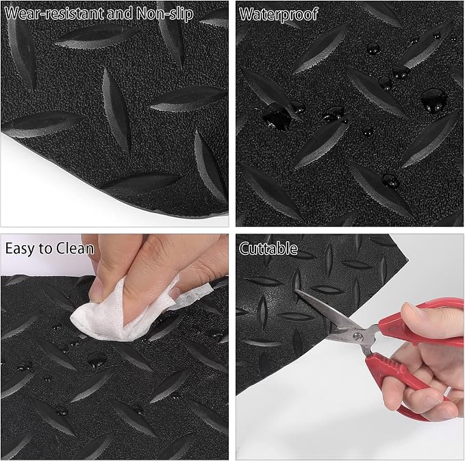 Boshen 7.5Ft x 17Ft Rubber Flooring Mats 2.9mm Thickened Diamond Plate Flooring - Image 4