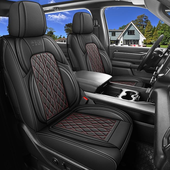 Car Seat Cover Custom Fit for Dodge Ram 1500 2500 3500 2002-2024 Faux Leather by DuDuWang