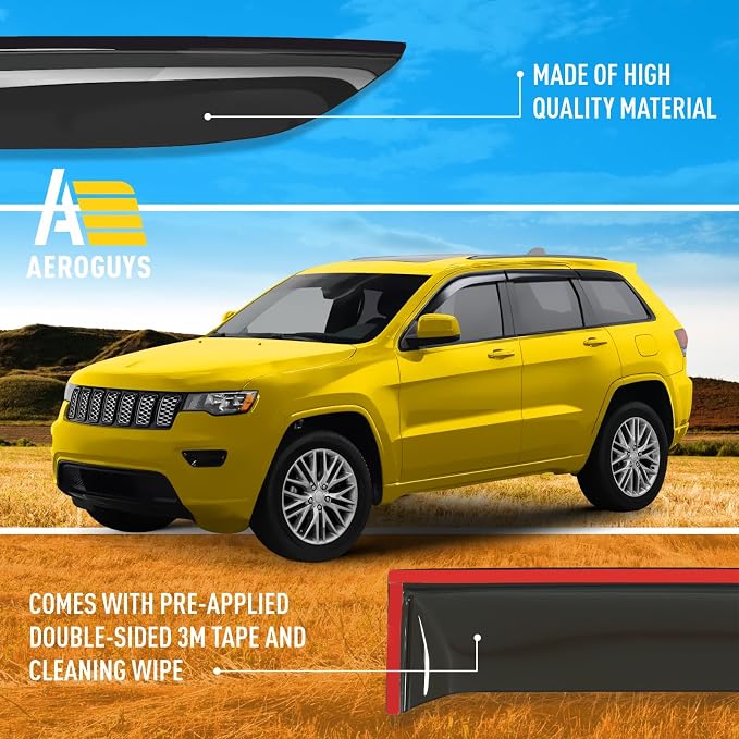 Extra Durable Window Deflectors Tape-On Window Visors Rain Guards Fit - Image 6