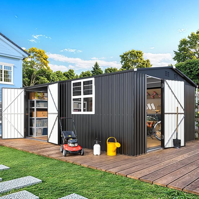 AECOJOY 16' x 12' Outdoor Storage Shed, Large Metal Sheds & Outdoor Storage by AECOJOY