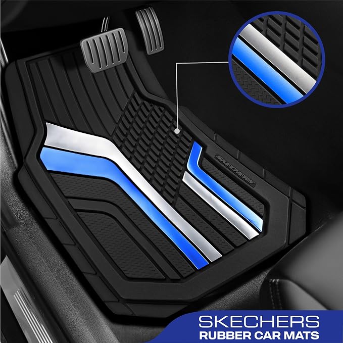Skechers Heavy Duty Rubber Car Floor Mats, Dual Color Design Floor Mats - Image 2