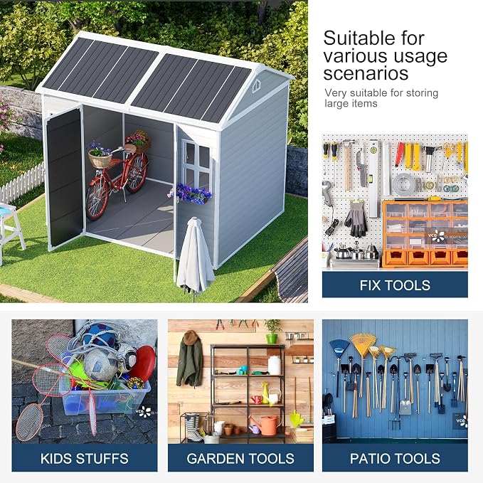 Resin Storage Shed with Floor 8x6x7 FT Outdoor Waterproof Wider Door Plastic - Image 8